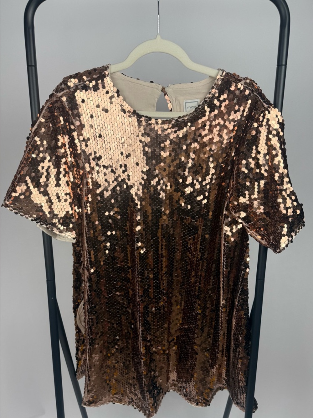 Maeve Anthropologie Emmy Gold Sequin Swing Mini Dress M NWT Pockets - Picture 4 of 7